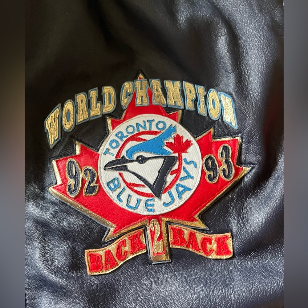 Rare Jeff Hamilton Back to Back 92-93 World Series Blue Jays Jacket leather - Picture 4 of 6